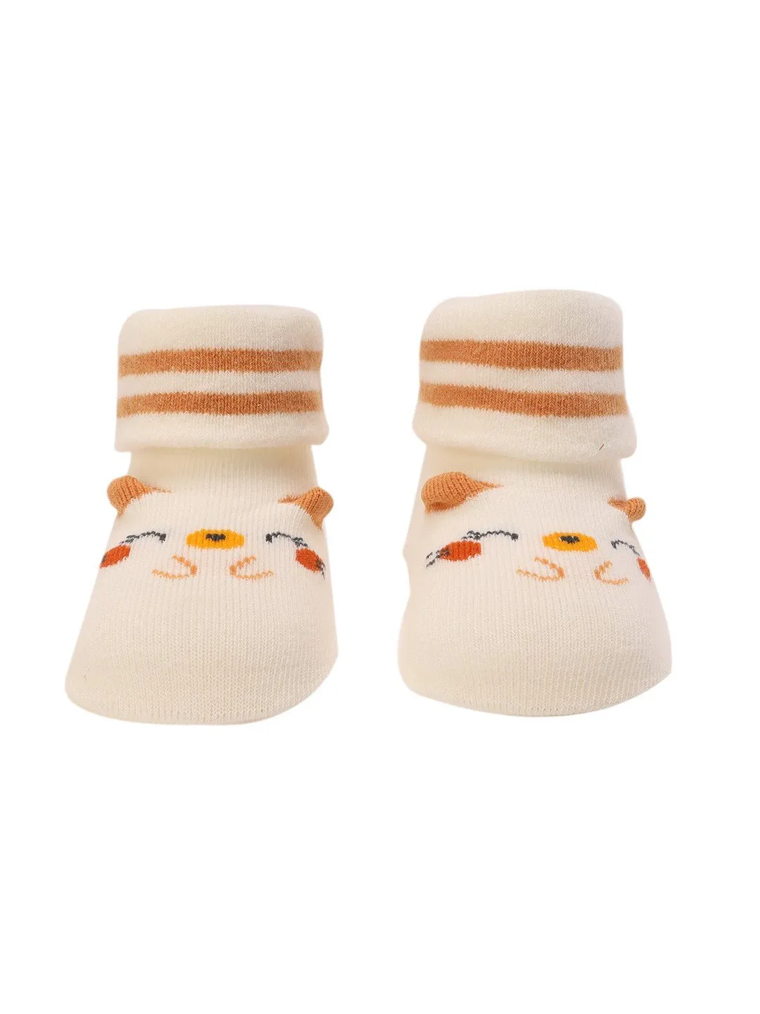 Cute Chick Baby Socks with Stripes and Non-Slip Soles