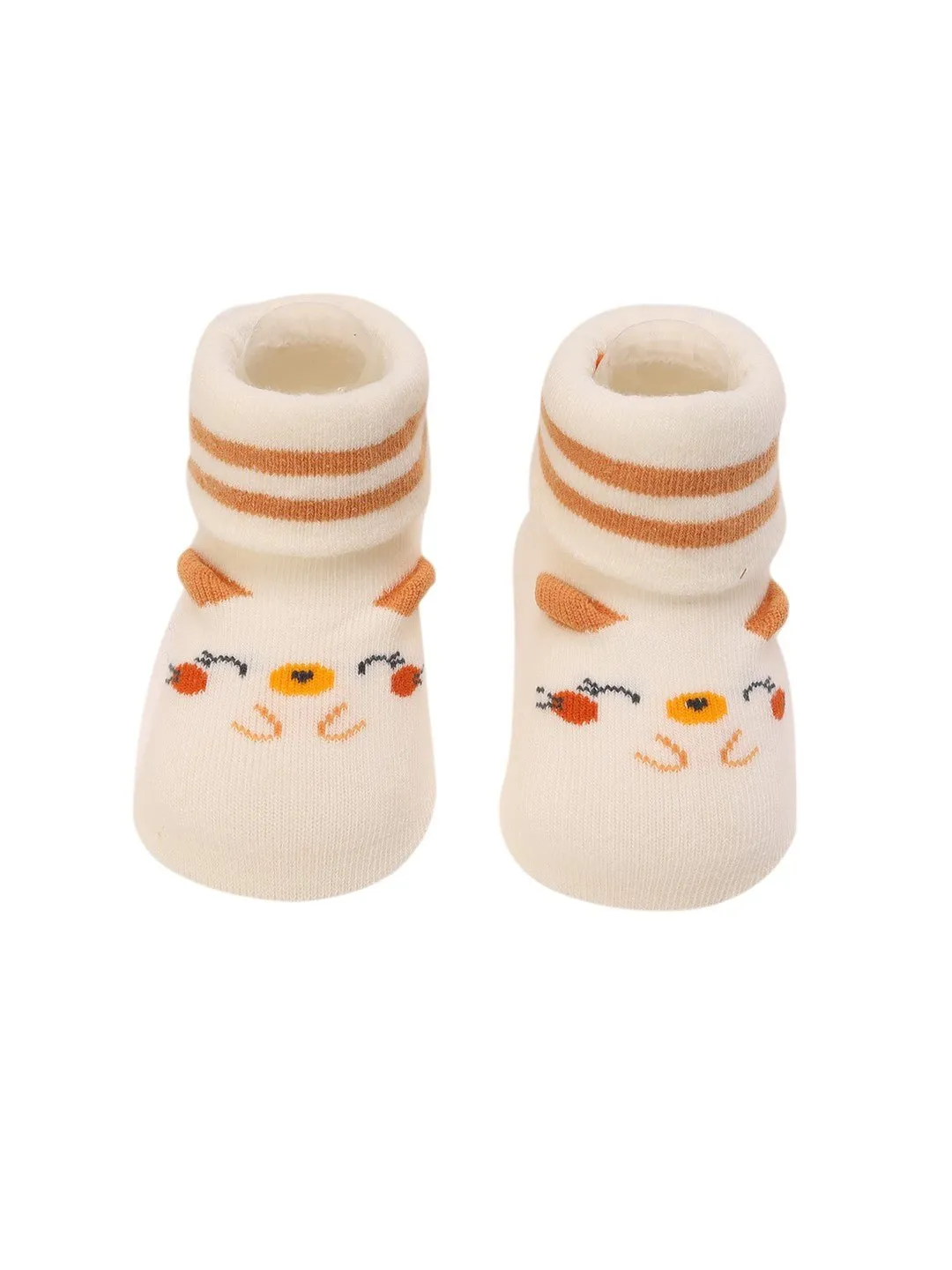 Cute Chick Baby Socks with Stripes and Non-Slip Soles