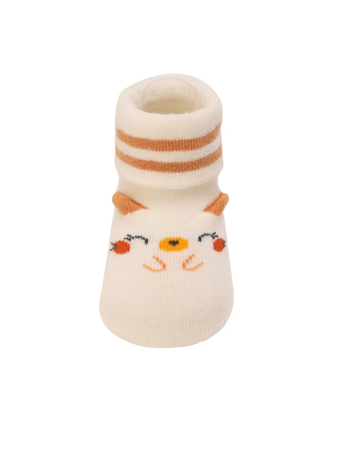 Cute Chick Baby Socks with Stripes and Non-Slip Soles