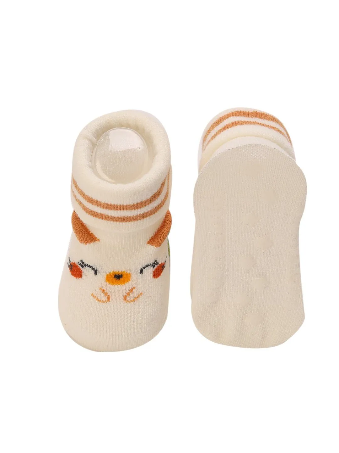 Cute Chick Baby Socks with Stripes and Non-Slip Soles