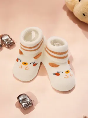 Cute Chick Baby Socks with Stripes and Non-Slip Soles