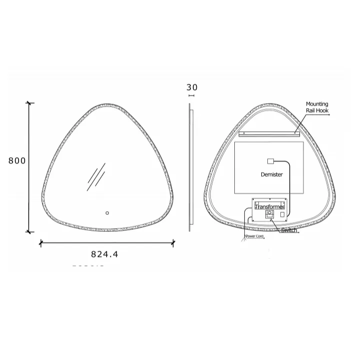 Delphi Egg 800mm LED Mirror with Frosted Glass Border and Demister