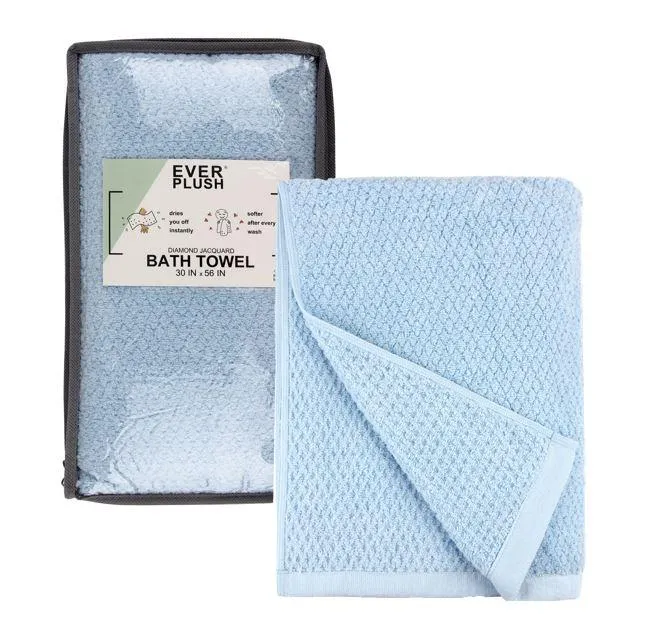 Diamond Jacquard Bath Towel - 1 Piece, Aquamarine