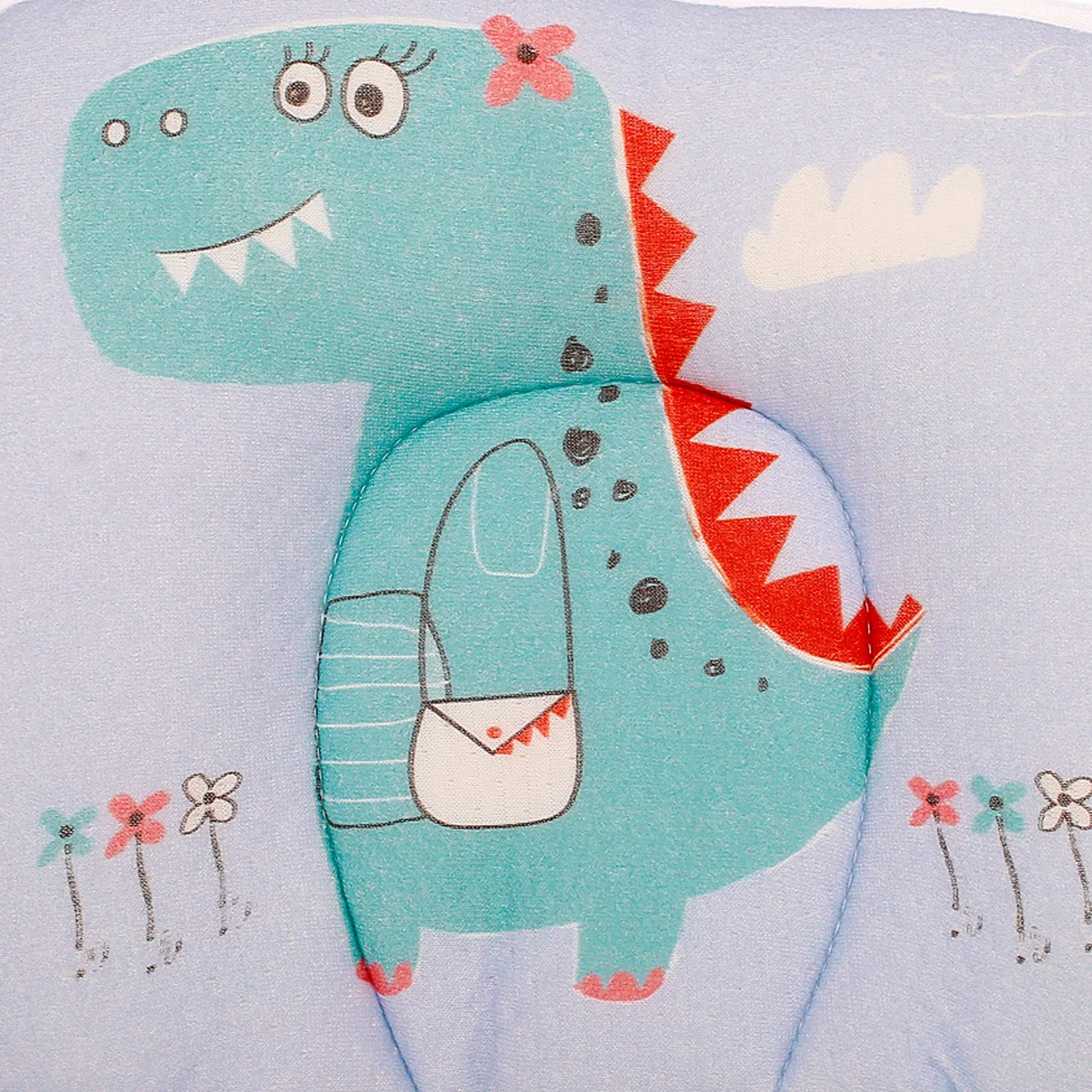 Dino Blue Cotton Baby Pillow