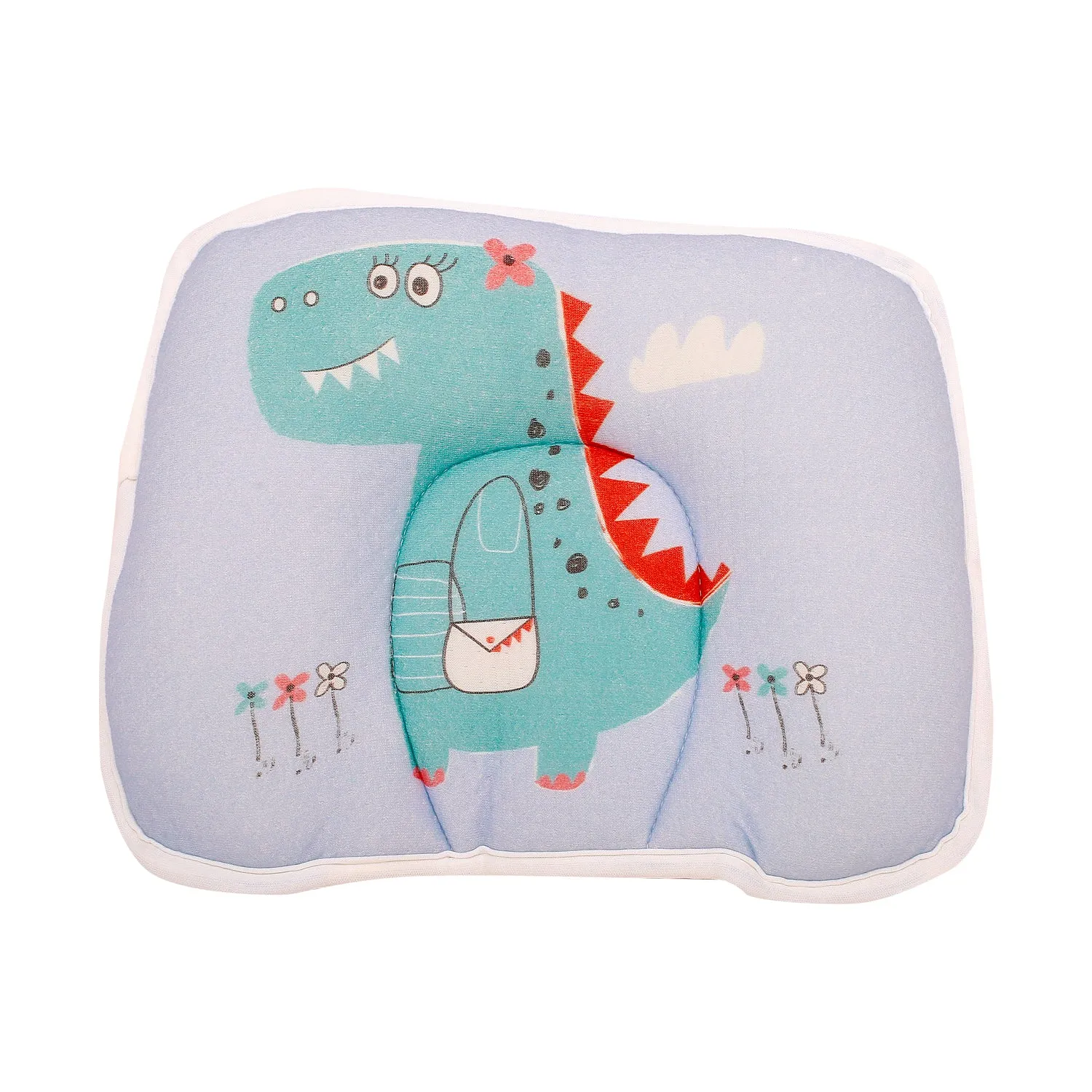 Dino Blue Cotton Baby Pillow