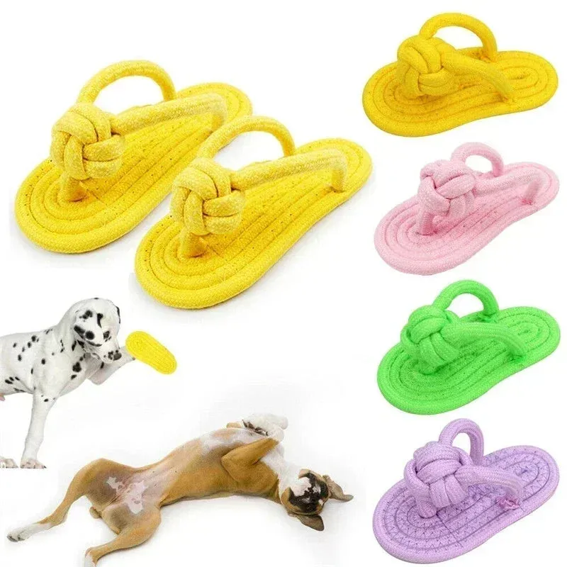 Durable Cotton Slipper Rope Dog Toy for Teeth Training and Interactive Play