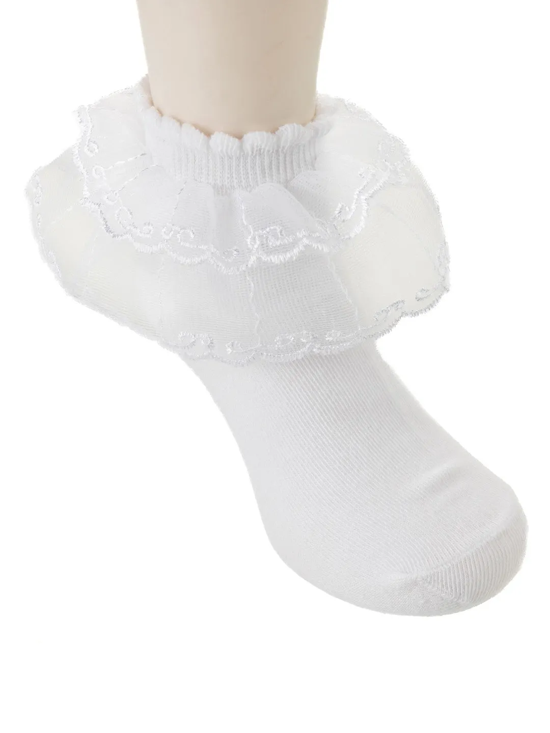 Elegant Baby Lace Frill Socks Set – Red and White Combo