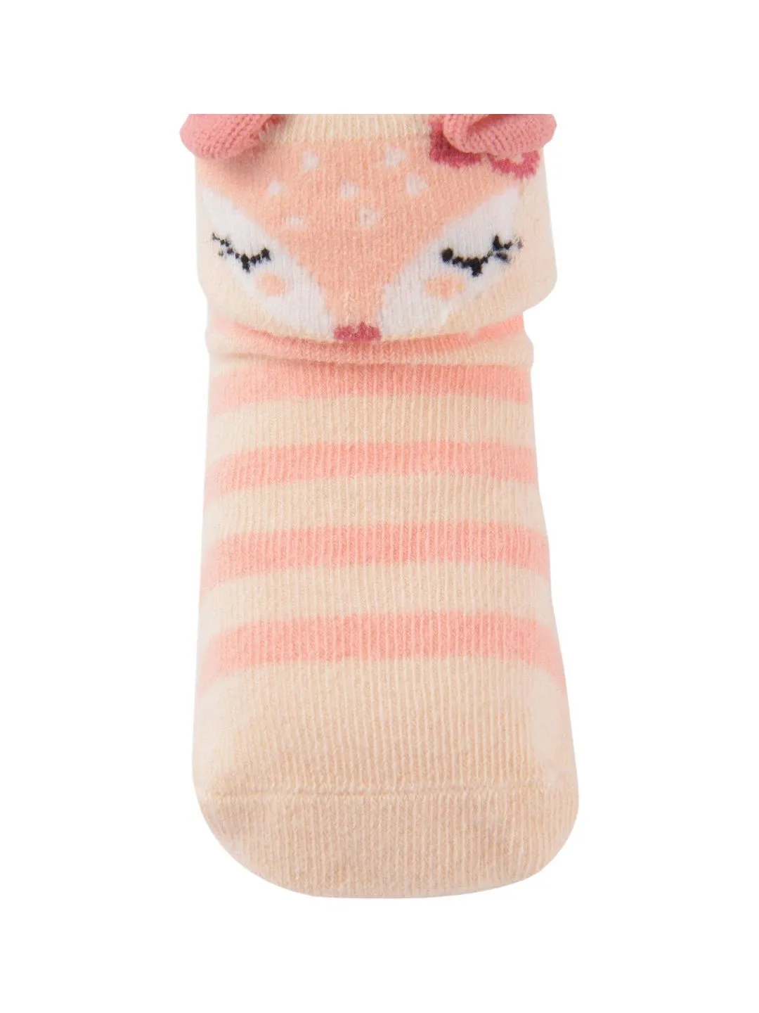 Elegant Baby Socks with Adorable Fox Face and Striped Design