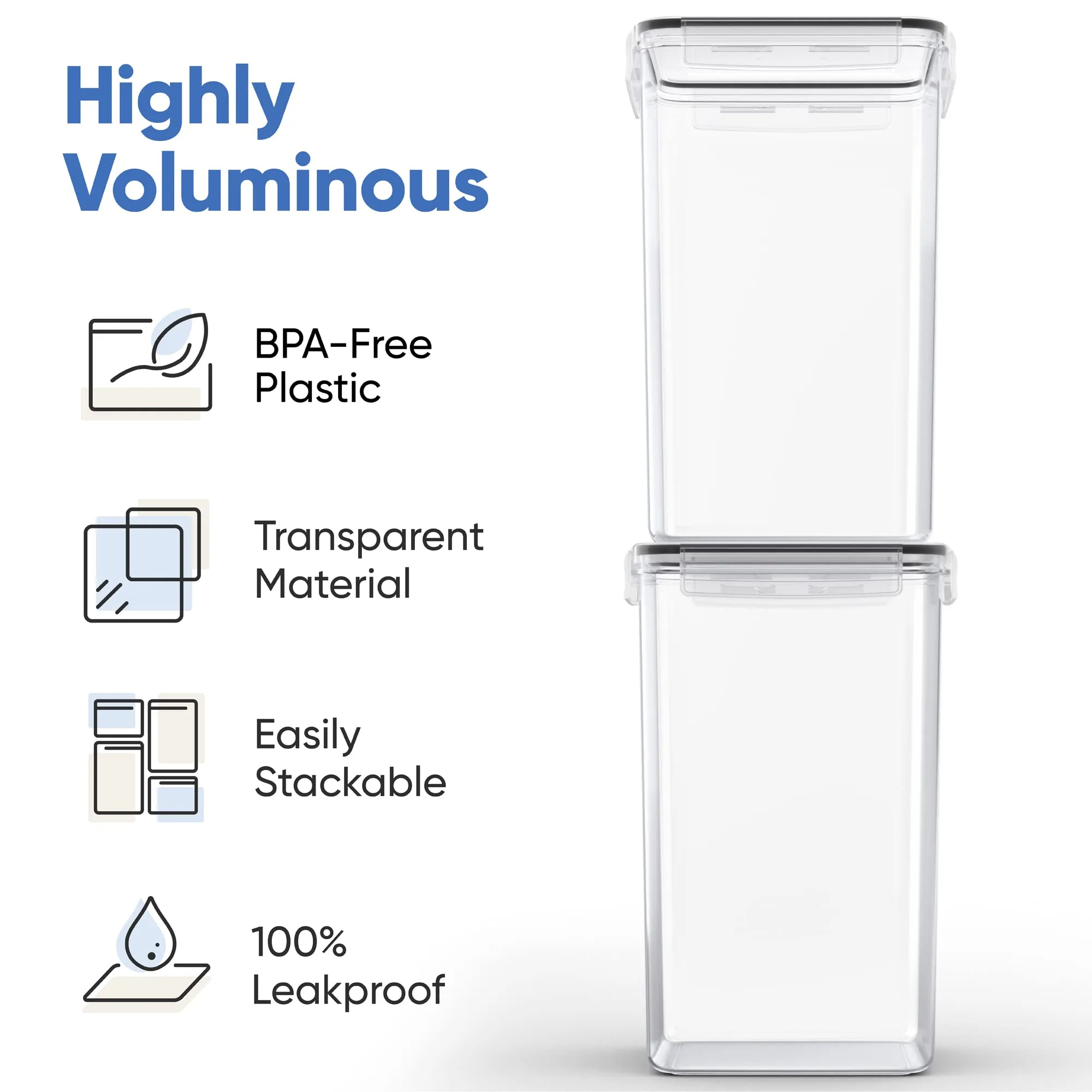 Extra Large Food Storage Containers with Lids Airtight (6.5L|220 Oz|2 Pack)