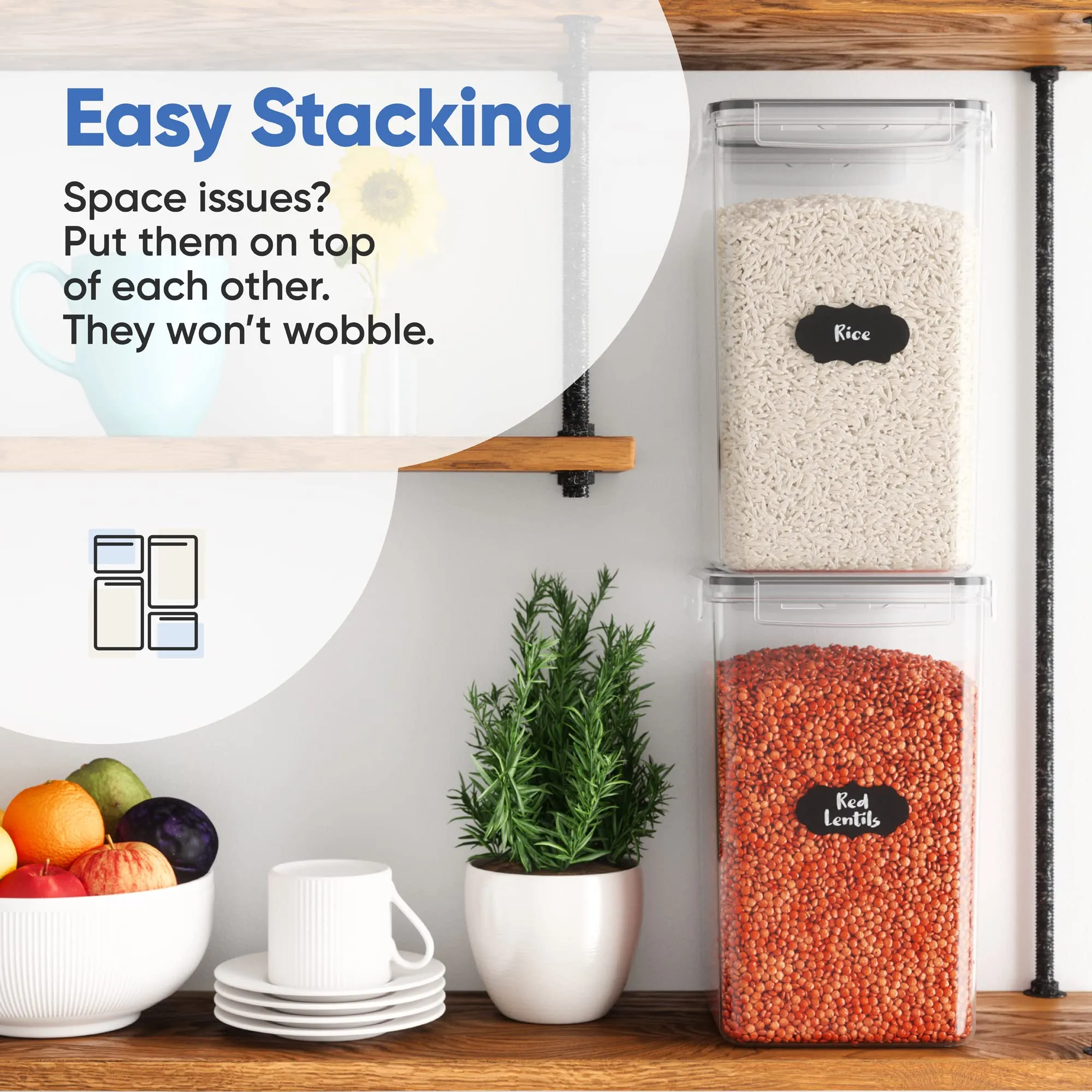 Extra Large Food Storage Containers with Lids Airtight (6.5L|220 Oz|2 Pack)