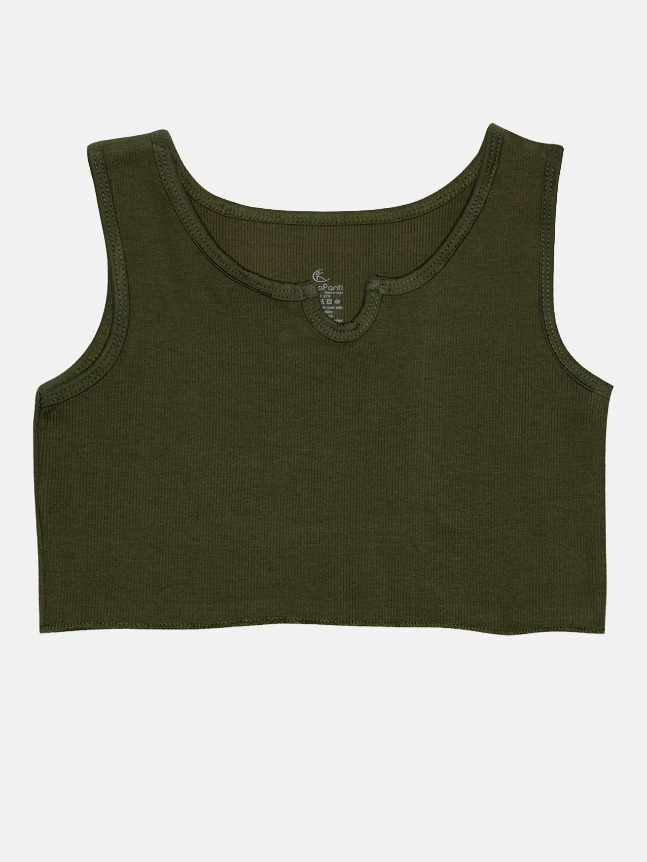 Girls Cotton Solid Crop Tank Tops Pack of 2