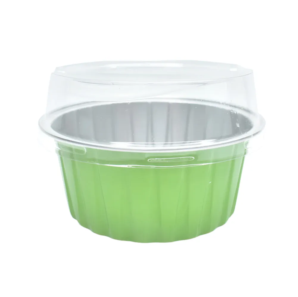 Green Round Foil Containers With Lid – 50-Piece Pack CL079