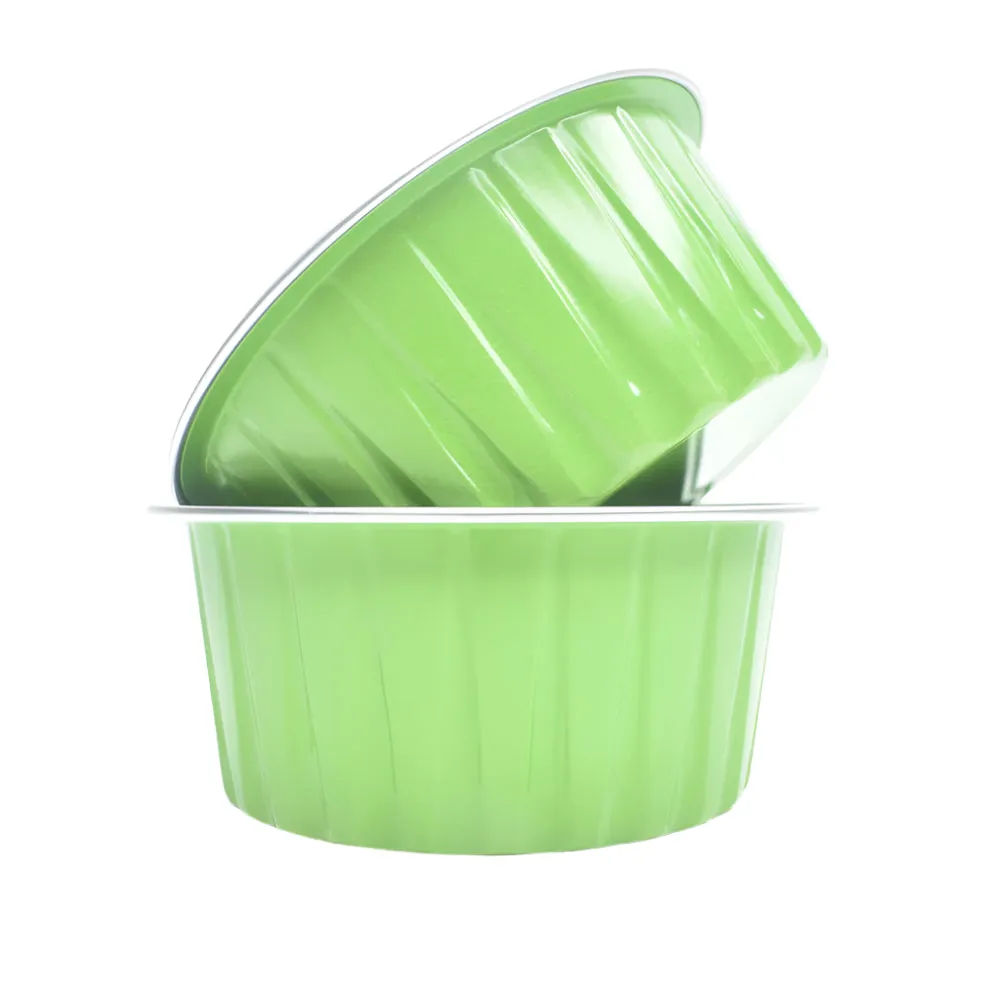 Green Round Foil Containers With Lid – 50-Piece Pack CL079