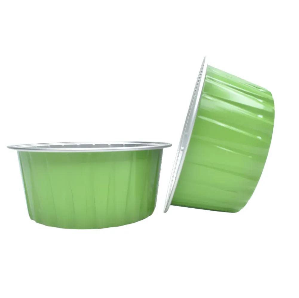 Green Round Foil Containers With Lid – 50-Piece Pack CL079