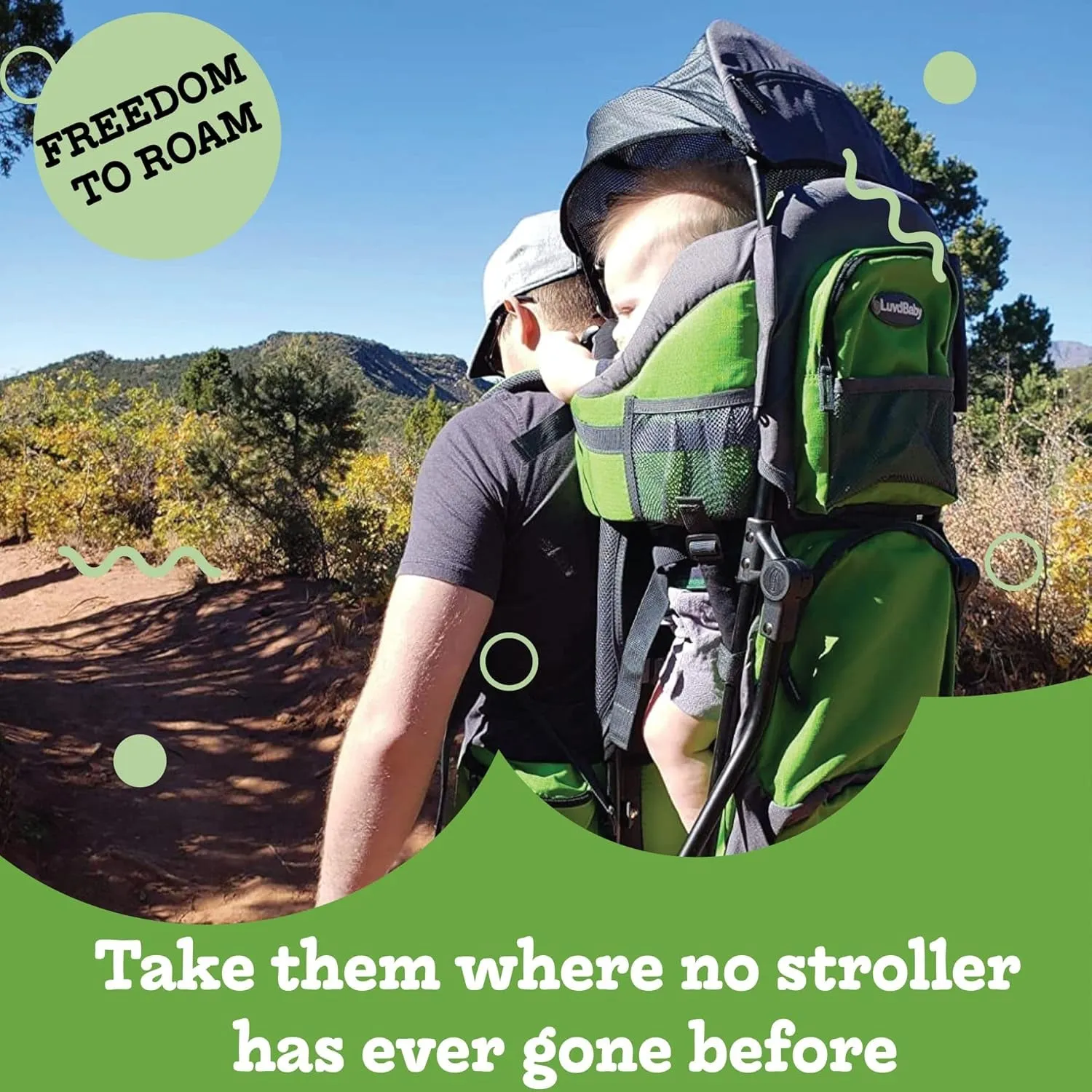 Hiking Baby Carrier Backpack - Comfortable Baby Backpack Carrier - Toddler Hiking Backpack Carrier - Child Carrier Backpack System with Diaper Change Pad, Insulated Pocket   Rain and Sun Hood