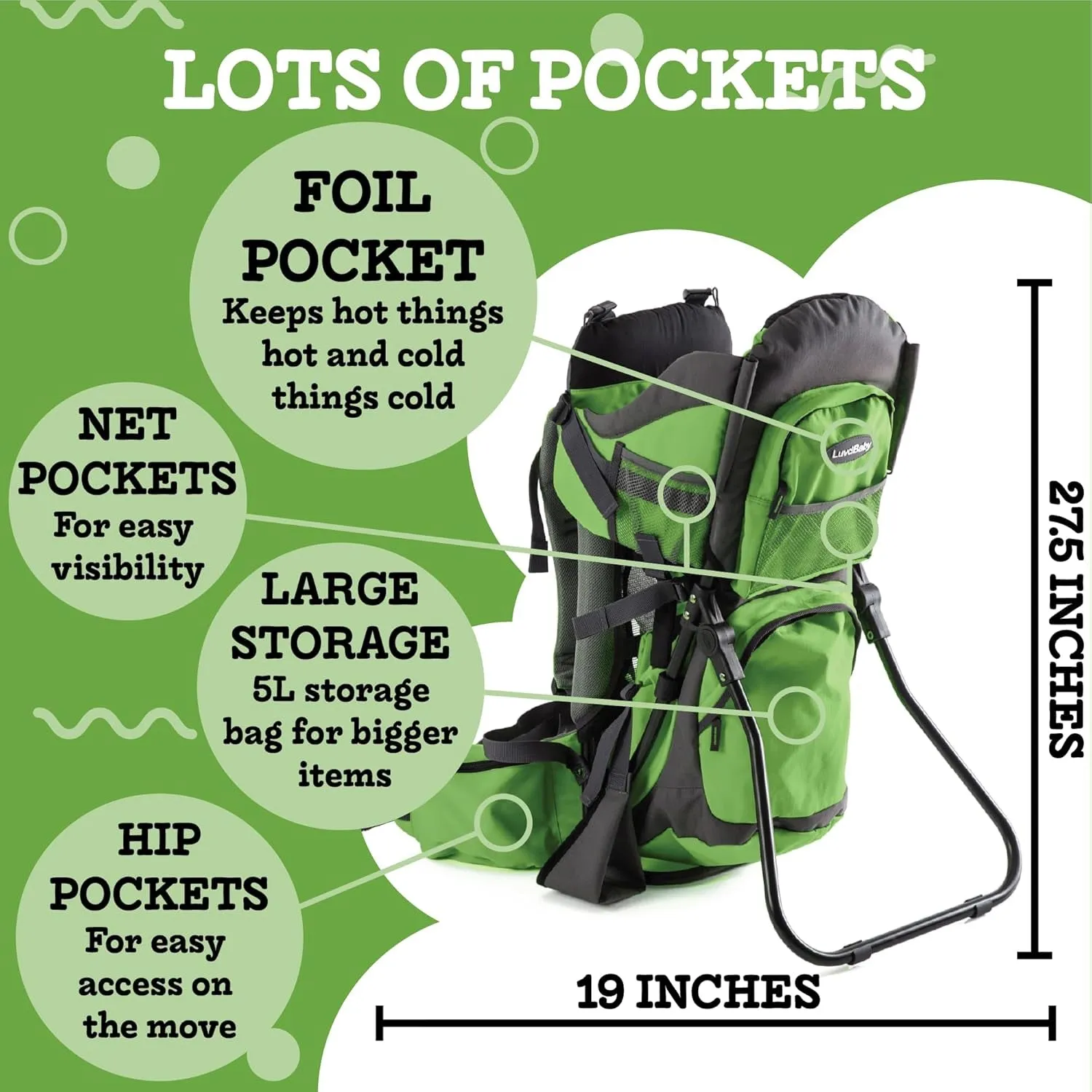 Hiking Baby Carrier Backpack - Comfortable Baby Backpack Carrier - Toddler Hiking Backpack Carrier - Child Carrier Backpack System with Diaper Change Pad, Insulated Pocket   Rain and Sun Hood