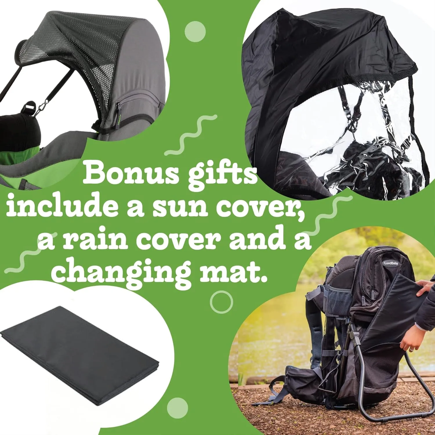 Hiking Baby Carrier Backpack - Comfortable Baby Backpack Carrier - Toddler Hiking Backpack Carrier - Child Carrier Backpack System with Diaper Change Pad, Insulated Pocket   Rain and Sun Hood