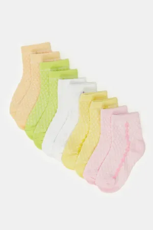 Infant Girls Assorted High Ankle Socks Set (Pack Of 5)