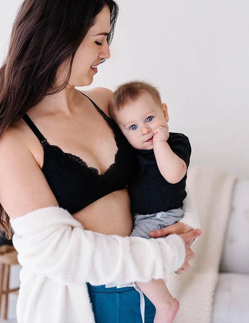 Lace Nursing Bralette in Black