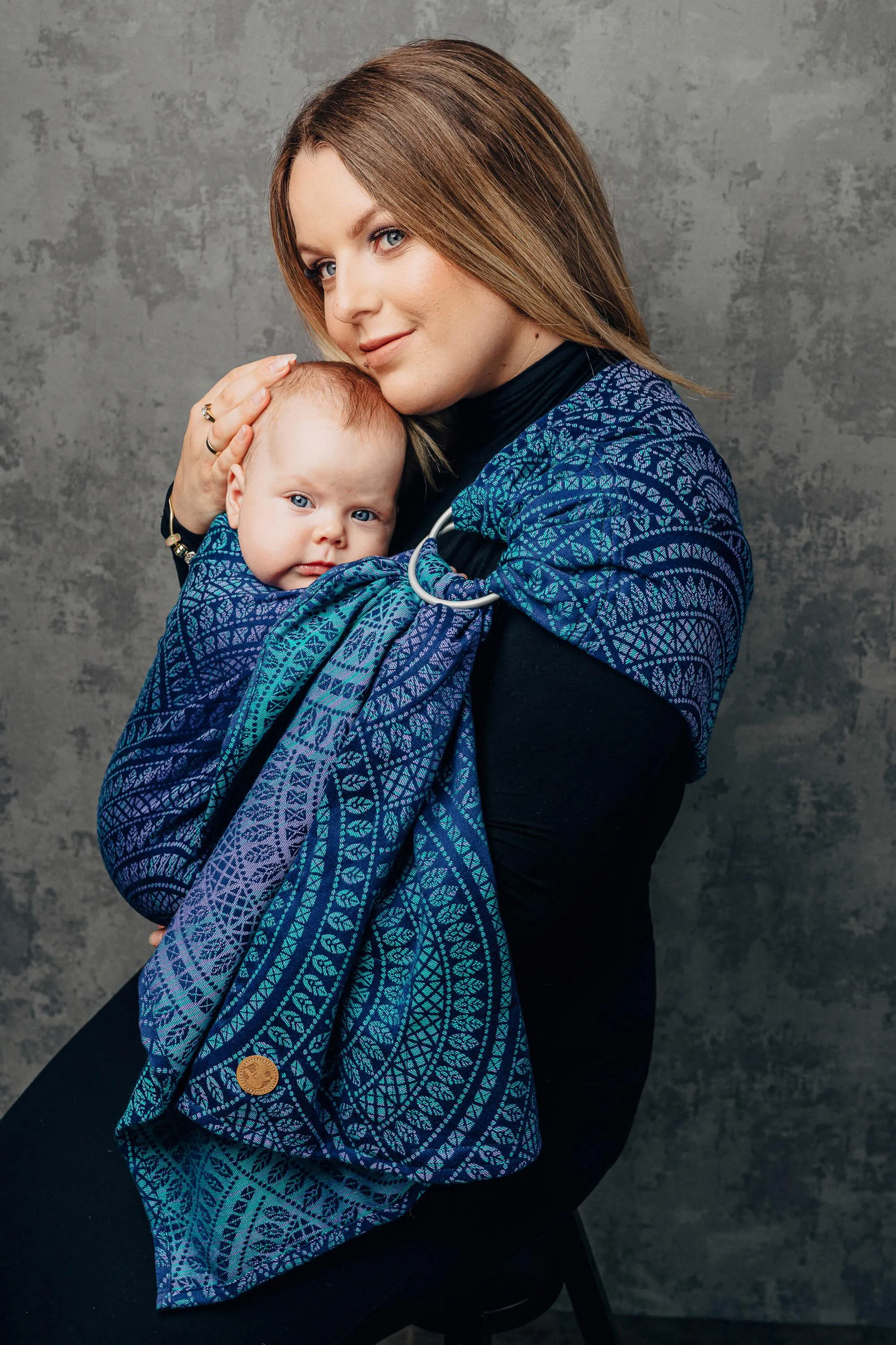 LennyLamb Ring Sling With Gathered Shoulder Peacock's Tail Provance