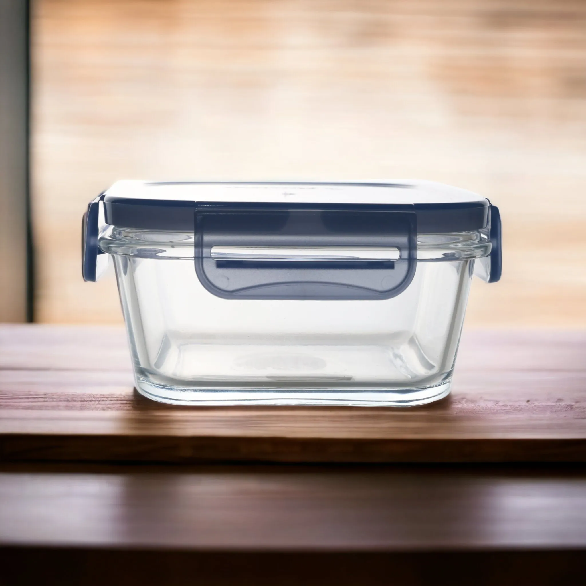 Locktite Food Storage Container Square Glass with Clip lock Grey Lid 24212