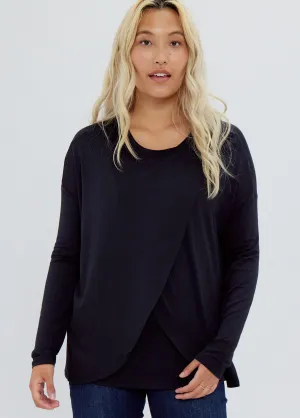 Long Sleeve Maternity   Nursing Top Black