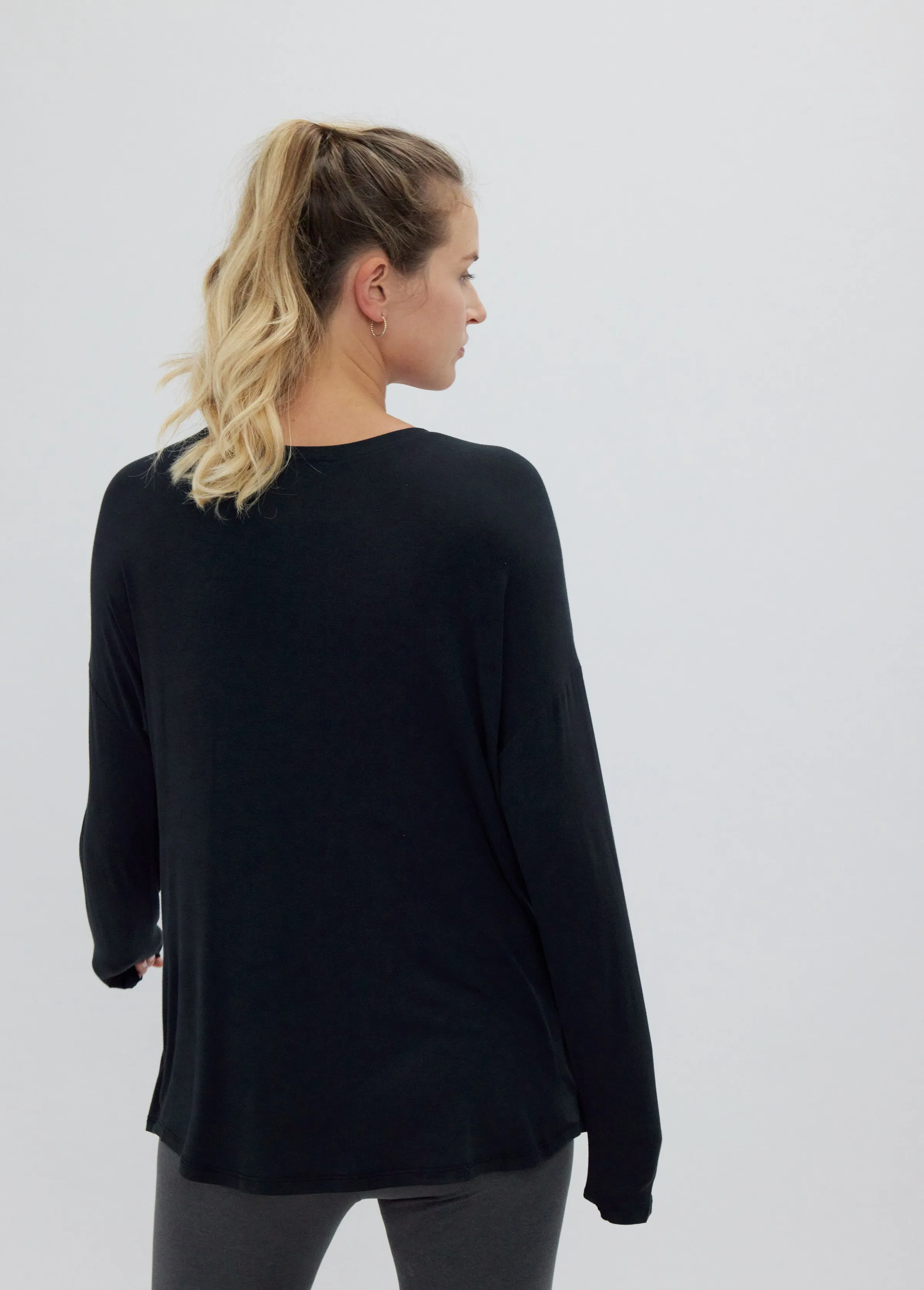 Long Sleeve Maternity   Nursing Top Black
