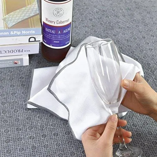 LUCKISS Microfiber Glass Towel Wine Glass Polishing Cloth Ultra Absorbent Kitchen Bar Dish Towel,Silverwares and Mirrors 27.5 x 20 inch (2 Pack, White)