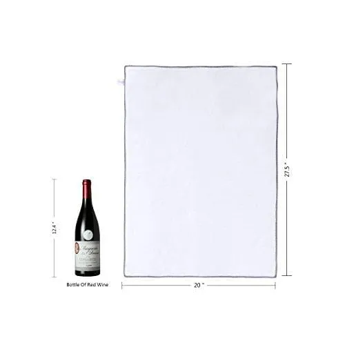 LUCKISS Microfiber Glass Towel Wine Glass Polishing Cloth Ultra Absorbent Kitchen Bar Dish Towel,Silverwares and Mirrors 27.5 x 20 inch (2 Pack, White)