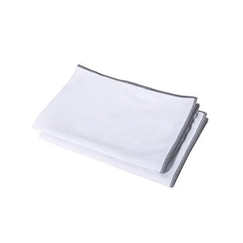 LUCKISS Microfiber Glass Towel Wine Glass Polishing Cloth Ultra Absorbent Kitchen Bar Dish Towel,Silverwares and Mirrors 27.5 x 20 inch (2 Pack, White)