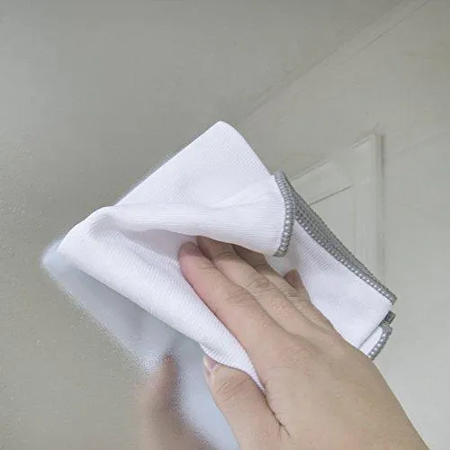 LUCKISS Microfiber Glass Towel Wine Glass Polishing Cloth Ultra Absorbent Kitchen Bar Dish Towel,Silverwares and Mirrors 27.5 x 20 inch (2 Pack, White)