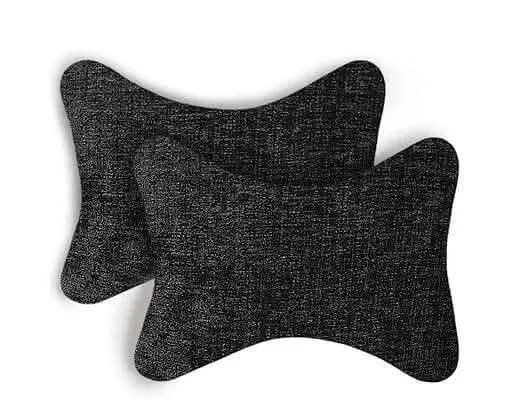 Lushomes Car Neck Rest Pillow & Cushion, Set of 2, Brown Chenille, 17x27 cm, Lumbar & Headrest Support