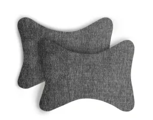 Lushomes Car Neck Rest Pillow & Cushion, Set of 2, Grey Chenille, 17x27 cm, Lumbar & Headrest Support