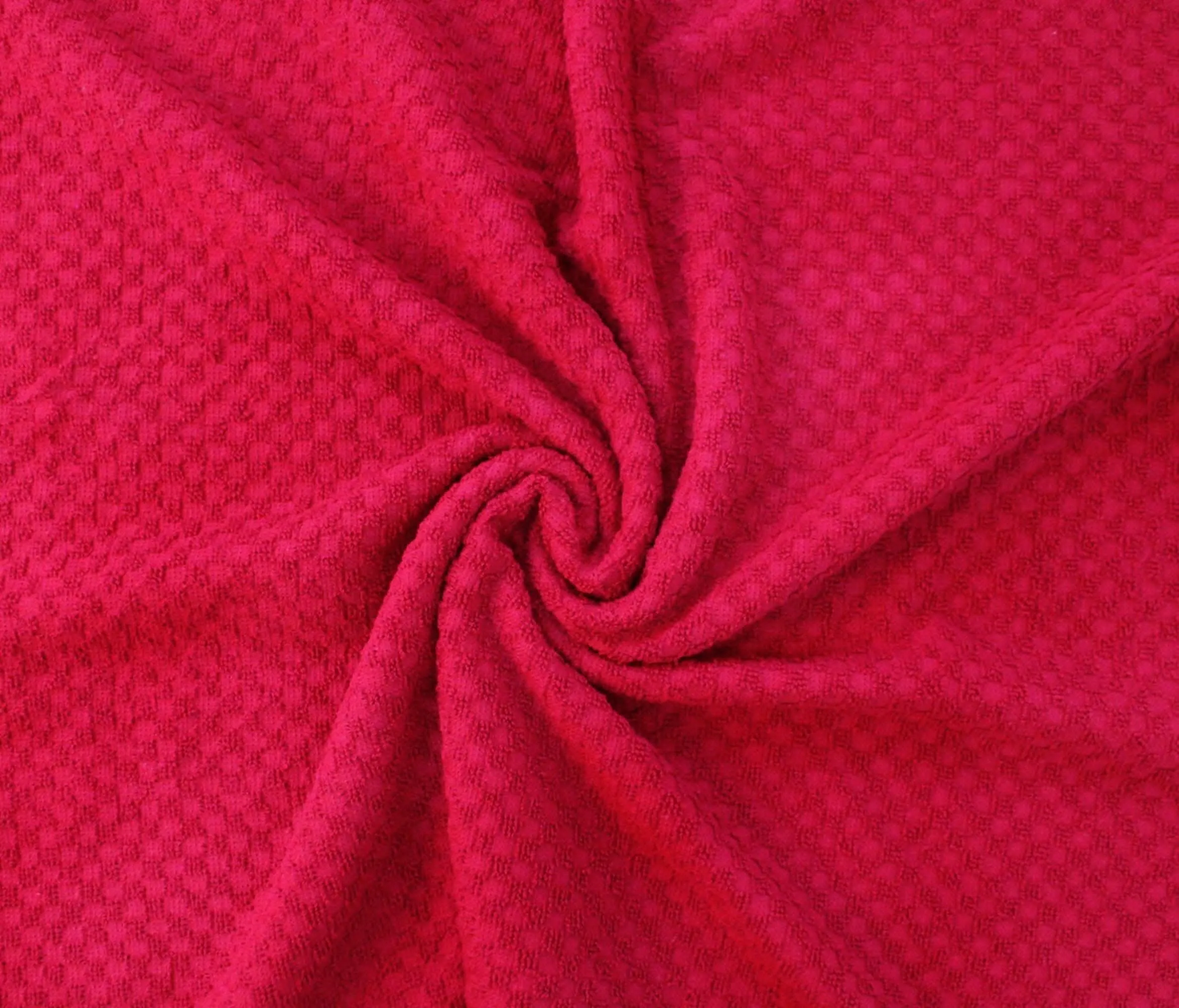 Lushomes Cherry Red Popcorn Weave Bath Towel for Men and Women, Large Size (70x150cms, 28x59 Inch, 335 GSM Approx)