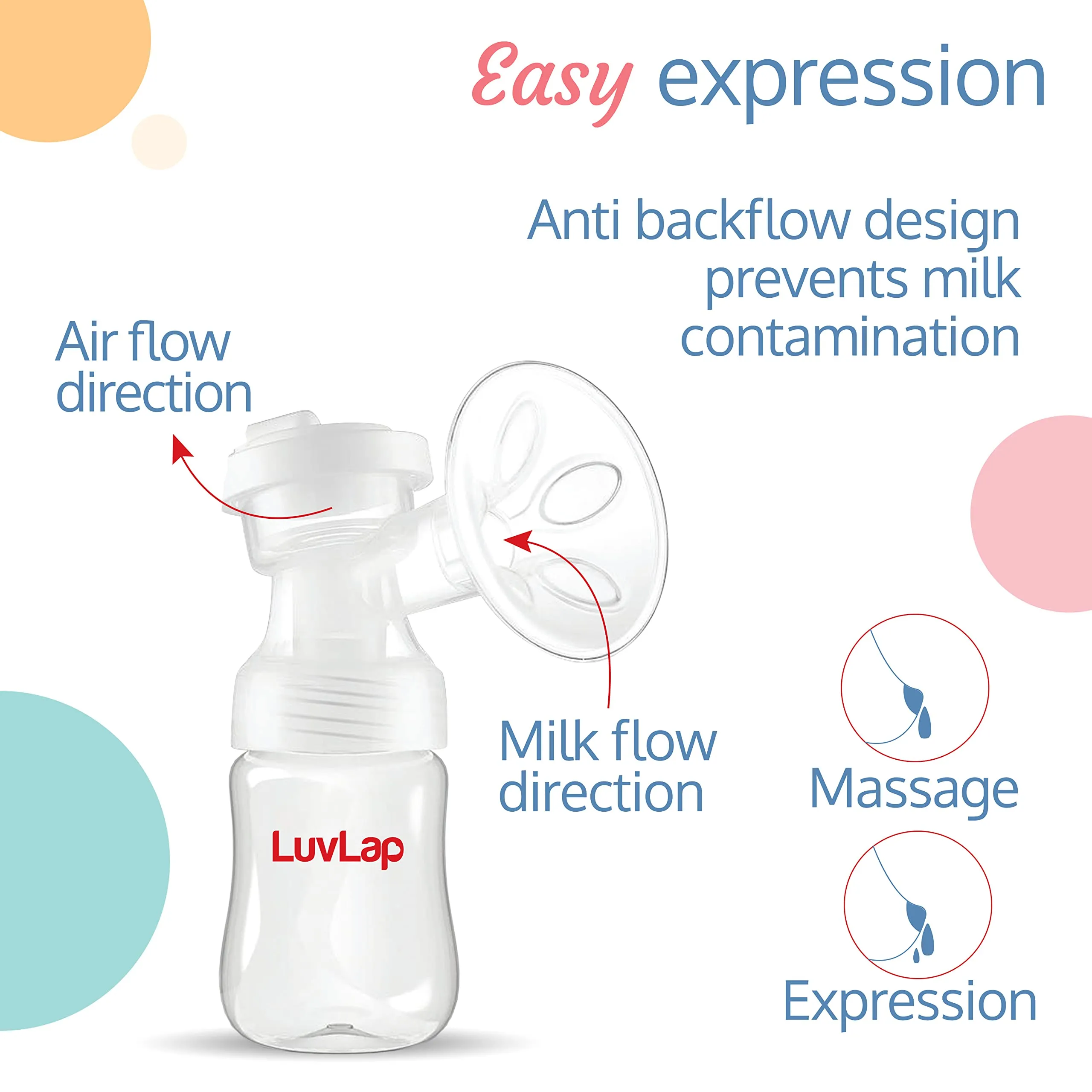 Luvlap Adore Electric Breast Pump with 2 Phase Pumping, Digital Touch Screen, Smart Memory, Dual Power Mode - USB & Battery, 2pcs Breast pads free, Soft & Gentle, BPA Free, One Year Warranty