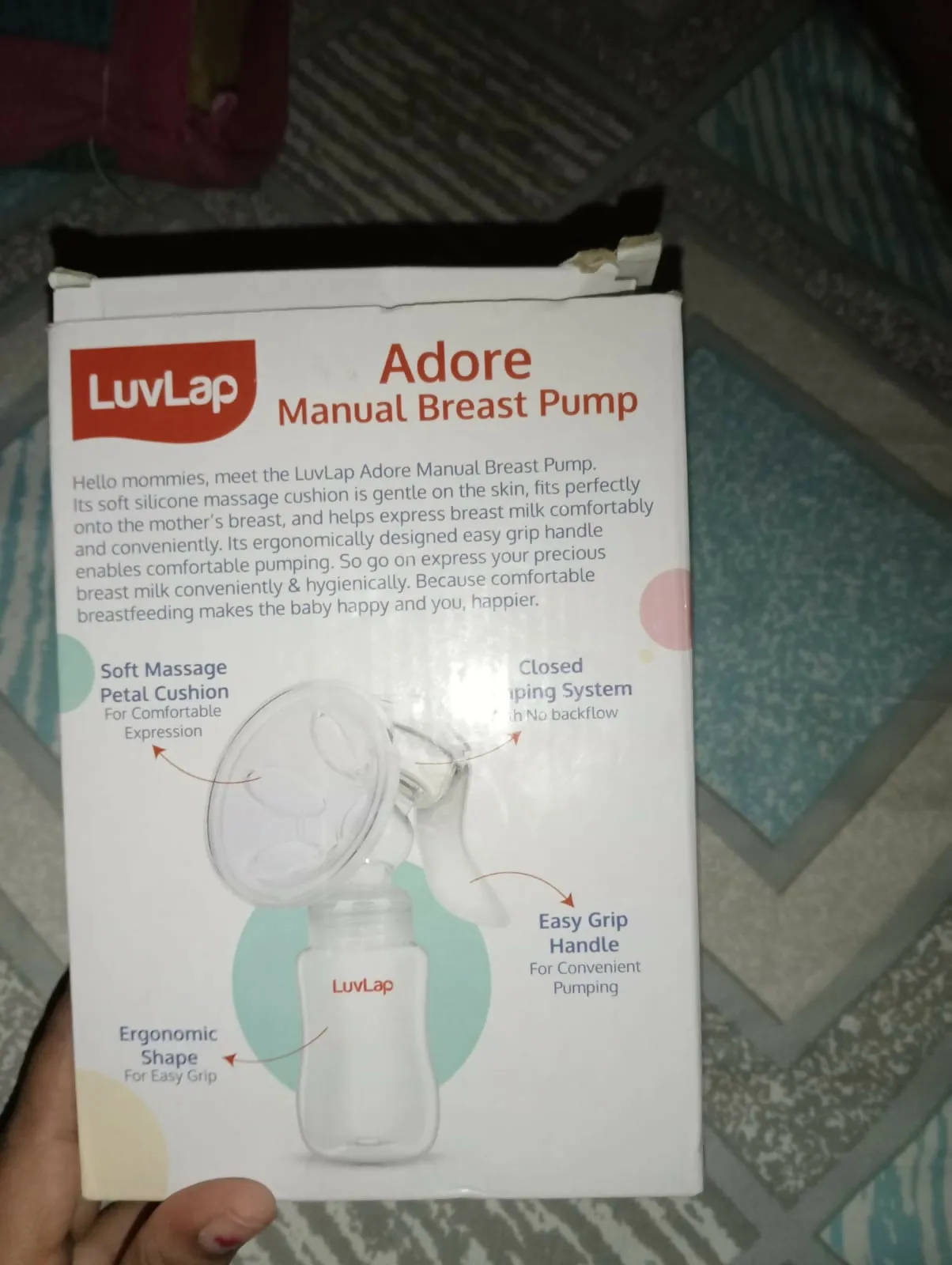 LUVLAP Adore Manual Breast Pump with 3 Bottles