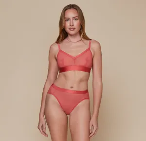 Luxe Mesh Triangle Bralette - Coral