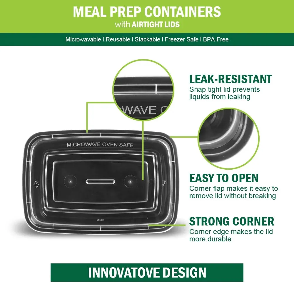 Meal Prep Containers, 50 Packs Plastic Food Storage Containers with Lids, 32Oz Bento Box Reusable, to Go Containers Disposable, BPA Free