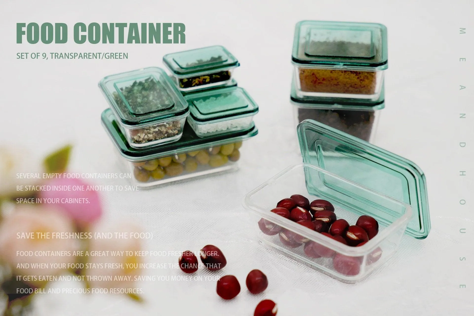 Miniature Fruits Storage Containers - Set of 9 Containers - Fresh Keeping Box - Mini Storage Box With Lid - Dollhouse Miniature Accessories