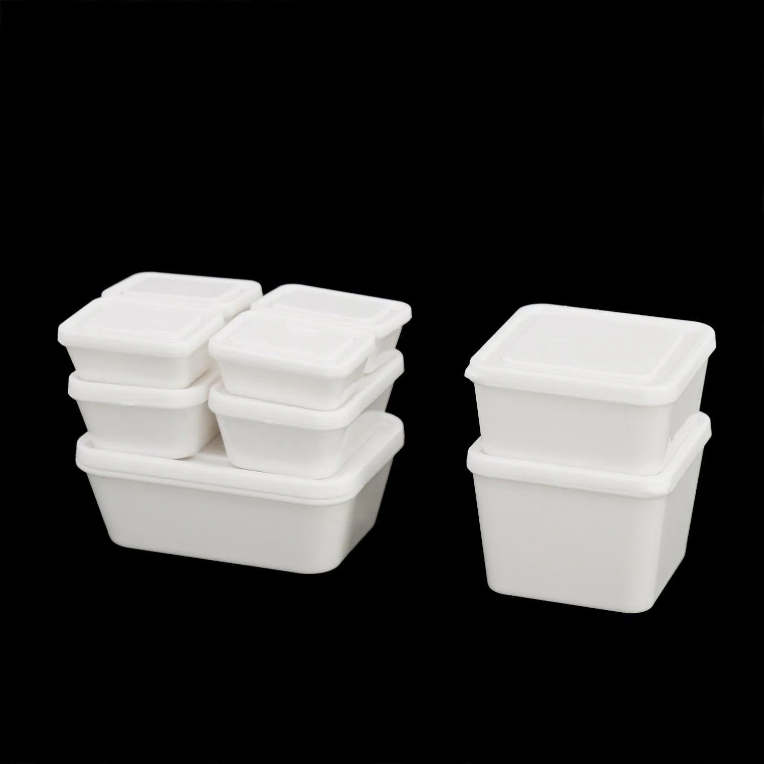 Miniature Fruits Storage Containers - Set of 9 Containers - Fresh Keeping Box - Mini Storage Box With Lid - Dollhouse Miniature Accessories