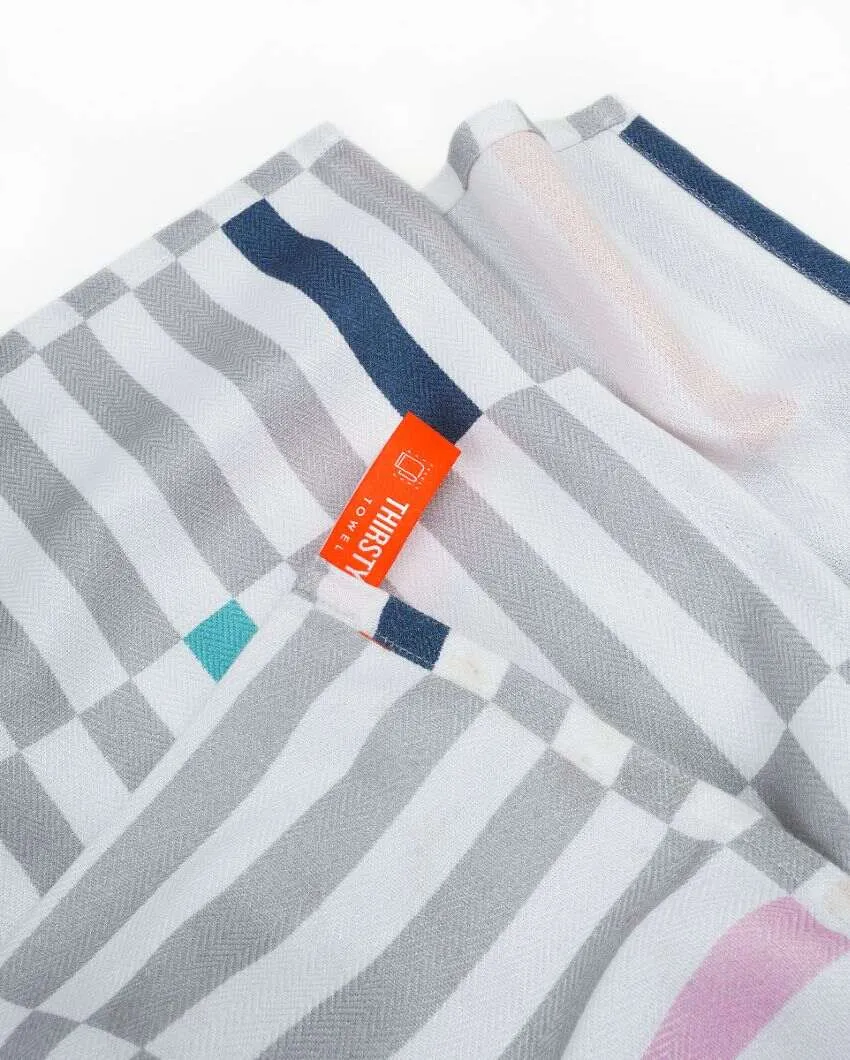 Piano Pop And Citrus Checkered Bamboo Bath Towels | Set Of 2 | 55 X 27 inches | Get a Freebie