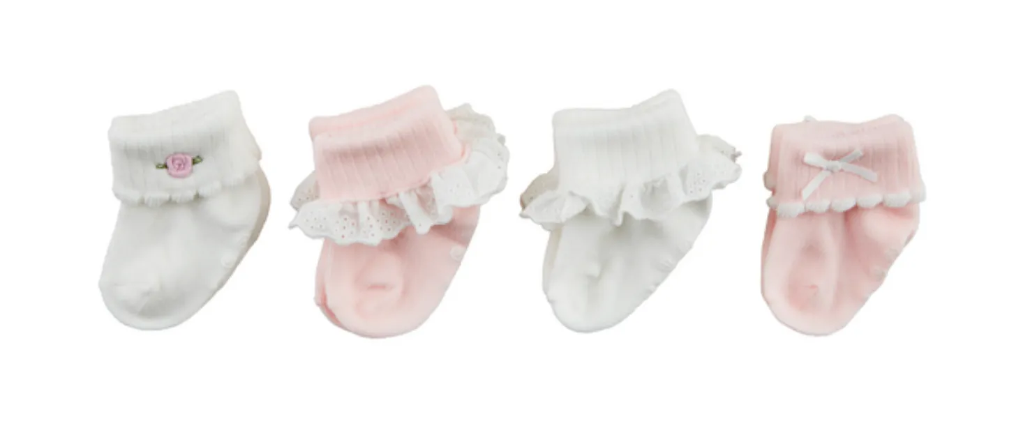 Pink Foldover Baby Sock Set