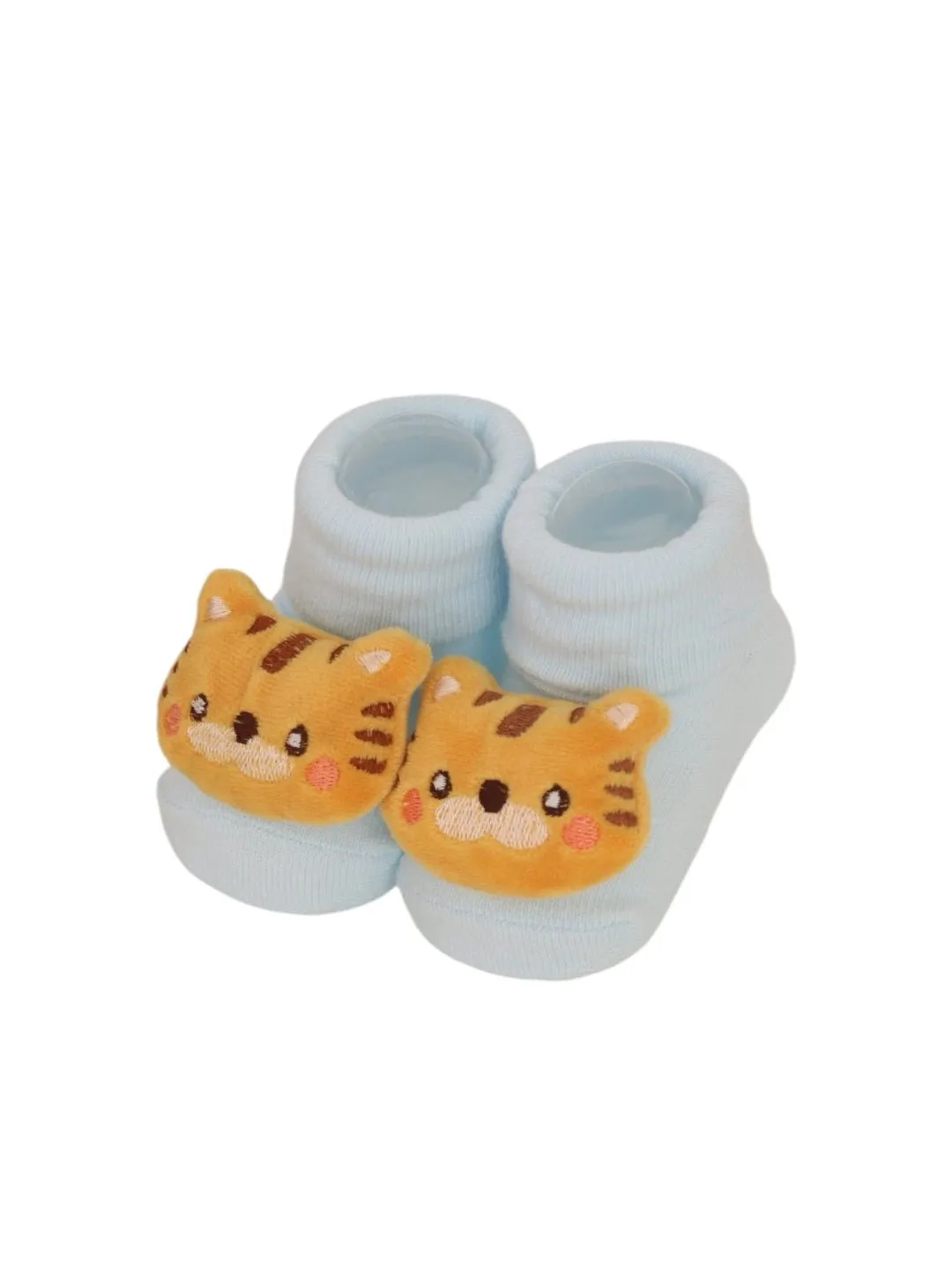 Playful Tiger Baby Socks - Soft Blue Adventure