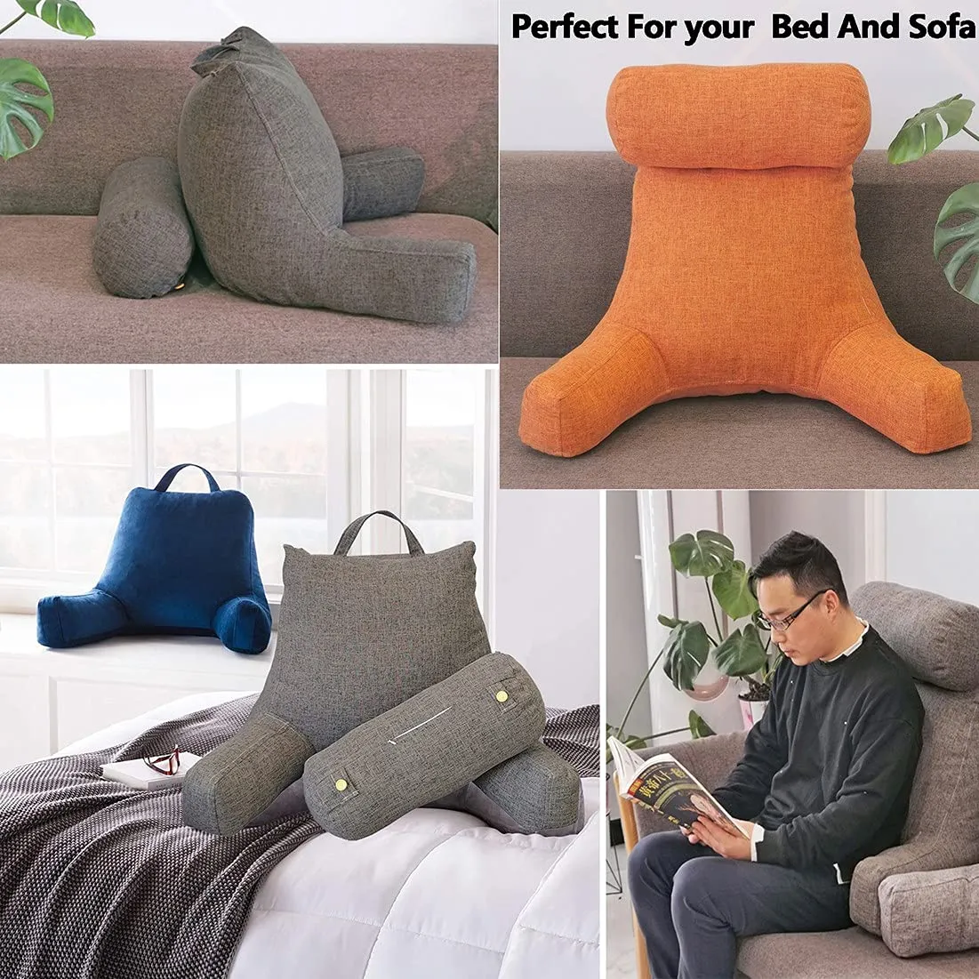 Reading Pillow for Bed Back Support Pillows for Sitting in Bed