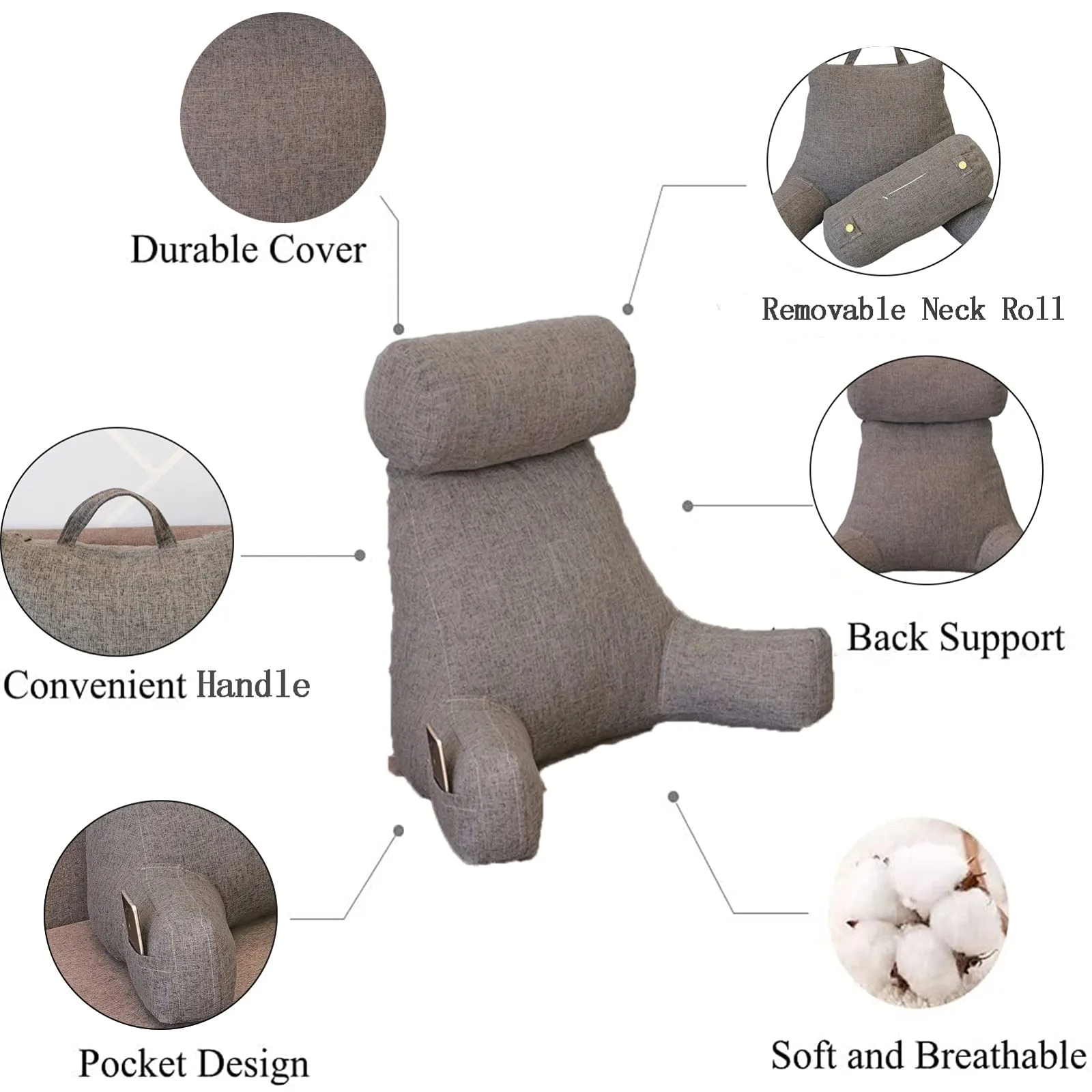 Reading Pillow for Bed Back Support Pillows for Sitting in Bed
