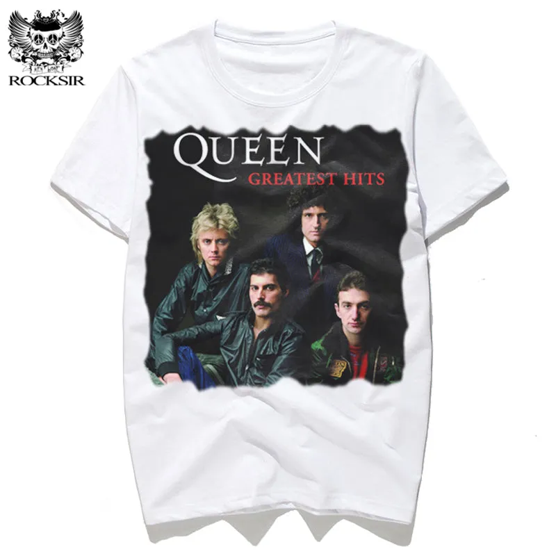 Rocksir New Rock Band QUEEN Printed Men's Tshirt Fashion Harajuku Brand Tops Tee Casual Street Wear Short Sleeve Shirts