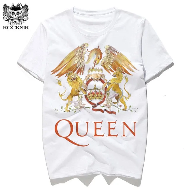 Rocksir New Rock Band QUEEN Printed Men's Tshirt Fashion Harajuku Brand Tops Tee Casual Street Wear Short Sleeve Shirts