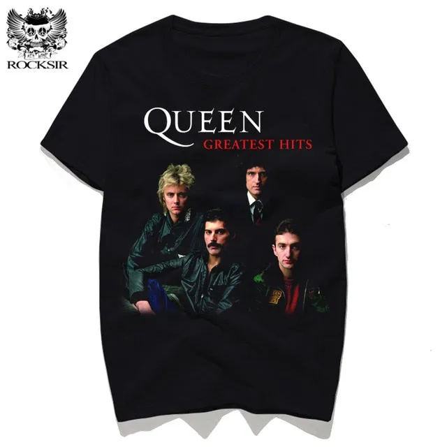 Rocksir New Rock Band QUEEN Printed Men's Tshirt Fashion Harajuku Brand Tops Tee Casual Street Wear Short Sleeve Shirts