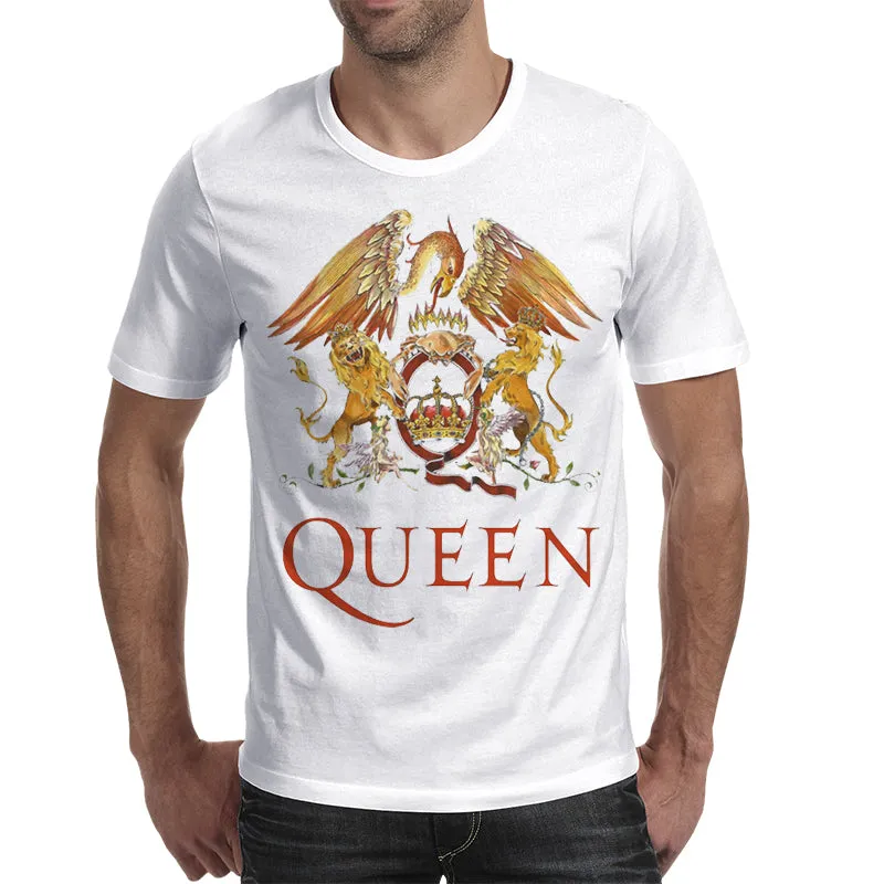 Rocksir New Rock Band QUEEN Printed Men's Tshirt Fashion Harajuku Brand Tops Tee Casual Street Wear Short Sleeve Shirts