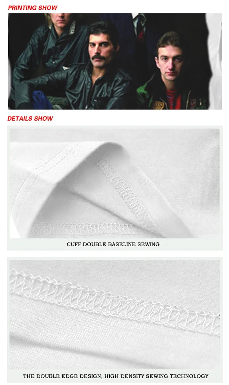 Rocksir New Rock Band QUEEN Printed Men's Tshirt Fashion Harajuku Brand Tops Tee Casual Street Wear Short Sleeve Shirts